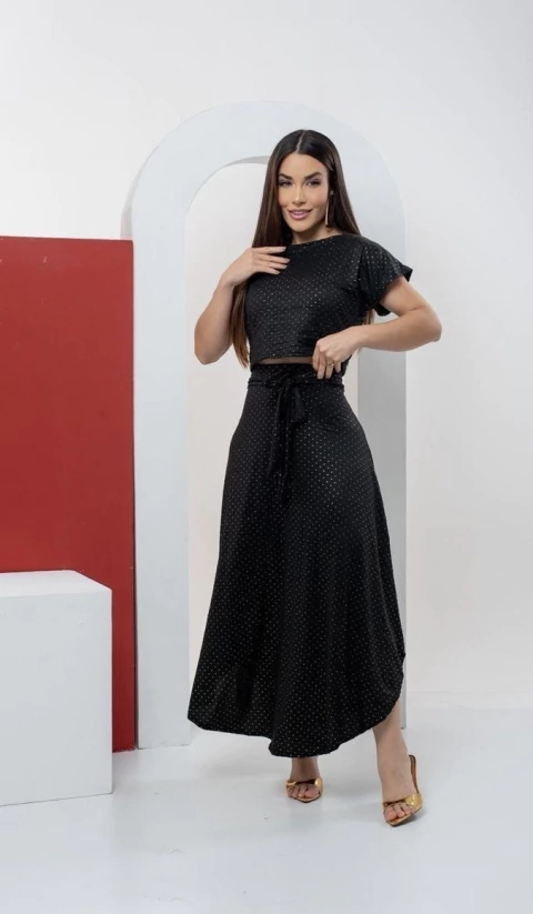 Conjunto Saia MIDI Mullet + Cropped - PRETO (Veste 40/42) - comprar online