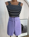 Conjunto Cropped Listrado + Short LAVANDA (Veste 38/40)