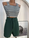 Conjunto Cropped Listrado + Short VERDE (Veste 38/40)