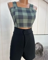 Conjunto Cropped XADREZ + Short PRETO (Veste 38/40)