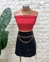 Conjunto Cropped Vermelho + Short Saia PRETO (Veste 38/40)