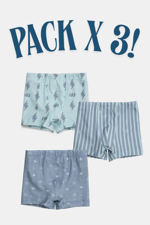 PACK X 3 BOXER MATEO -celestes