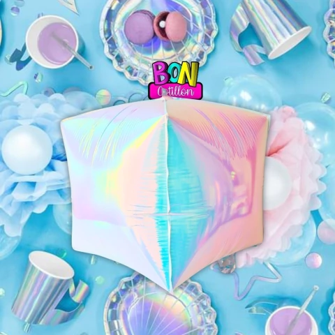 GLOBO CUBO BLANCO IRIDISCENTE X1 - comprar online