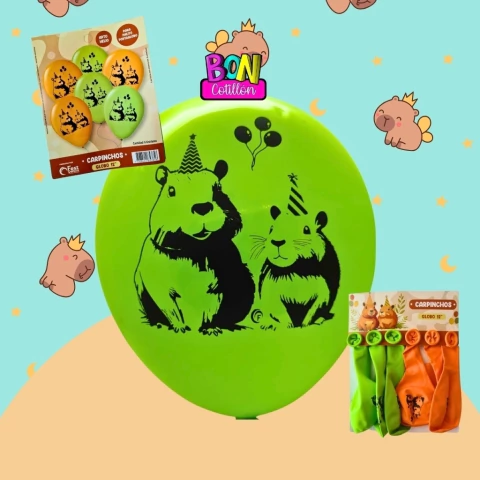 GLOBOS PREMIUM CAPIBARA CARPINCHO 12" X6 - comprar online