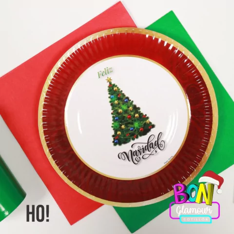 PLATO POLIPAPEL NAVIDAD X6