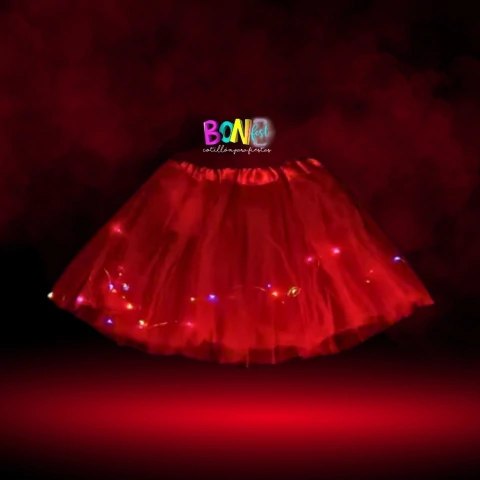 TUTU ROJO 3 CAPAS CON LUZ MULTICOLOR X1 - comprar online