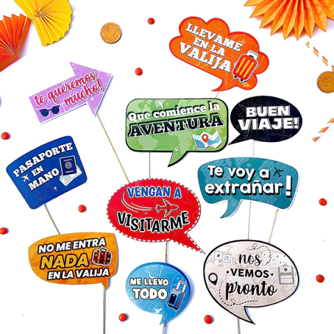 PHOTO PROPS DESPEDIDA DE VIAJE X10