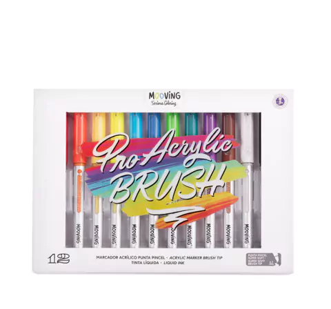 MOOVING MARCADORES ACRILICO BRUSH X12