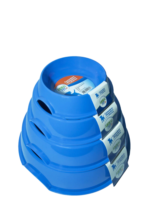 COMEDERO BEBEDERO DE PLASTICO AZUL