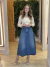 Saia Maxi Mídi Jeans Flor de Lis - comprar online