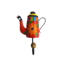 Cabideiro Bule Vermelho Porta Pano de Prato Cozinha