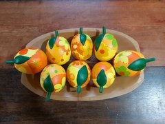 FRUTA MADEIRA LARANJA PATCHWORK UNIDADE - Porão da Arte - Lécio e Alcinéia