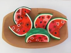 FRUTA MADEIRA MELANCIA PATCHWORK UNIDADE - Porão da Arte - Lécio e Alcinéia