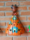 BONECA ARANDELA TERERÊ 40CM SAIA FLORAL LARANJA