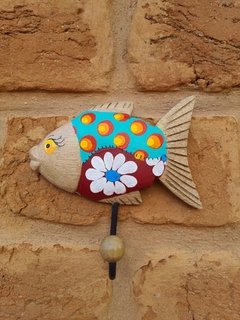 CABIDE PEIXE PATCHWORK TURQUESA E CEREJA