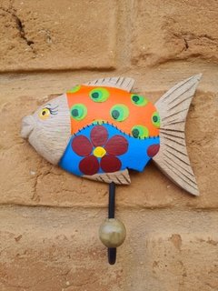 CABIDE PEIXE PATCHWORK LARANJA E AZUL