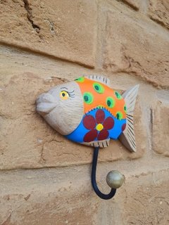 CABIDE PEIXE PATCHWORK LARANJA E AZUL - comprar online