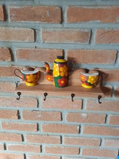 MINI PRATELEIRA PORTA CANECAS BULE TONS TERROSOS - loja online