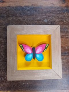 KIT 3 QUADRINHOS BORBOLETA 17X17CM AMARELO - comprar online