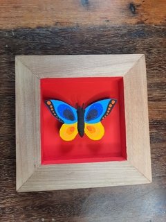 KIT 3 QUADRINHOS BORBOLETA 17X17CM AMARELO - comprar online