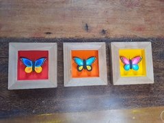 KIT 3 QUADRINHOS BORBOLETA 17X17CM AMARELO
