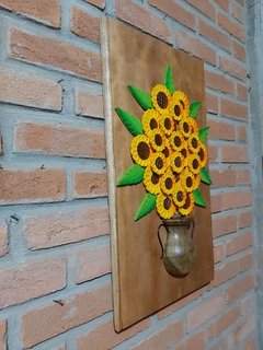 Quadro Girassol em Madeira 70x40cm - comprar online