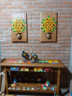 Quadro Girassol em Madeira 70x40cm - loja online