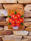 KIT 3 QUADROS FLORES VERMELHAS MADEIRA 20X25CM