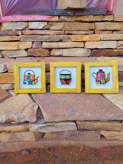 KIT 3 QUADRINHOS AMARELO 20X20CM