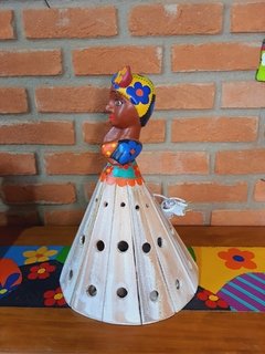 BONECA LUMINÁRIA 40CM TURBANTE PÁTINA (PEÇA ÚNICA) - comprar online
