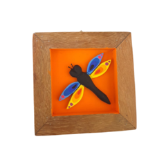 Quadro de Libélula 17x17cm laranja