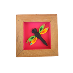 Quadro de Libélula 17x17cm Rosa Pink