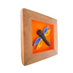 Quadro de Libélula 17x17cm laranja - comprar online
