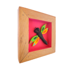 Quadro de Libélula 17x17cm Rosa Pink - comprar online