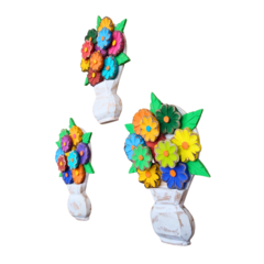 Kit 3 Quadrinhos Vaso Mini Jarro de Flores - Porão da Arte - Lécio e Alcinéia