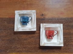 KIT 2 QUADRINHOS XÍCARA AZUL E VERMELHO