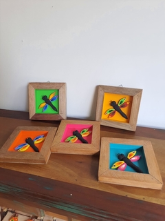 Kit 5 Quadros de Libélulas 17x17cm - Porão da Arte - Lécio e Alcinéia