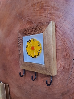 Porta-chaves Quadro de Flor 3 ganchos - loja online