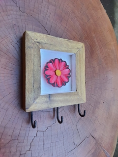Porta-chaves Quadro de Flor 3 ganchos - comprar online