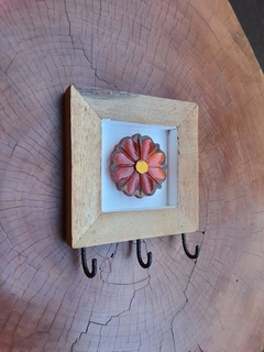 Porta-chaves Quadro de Flor 3 ganchos - comprar online