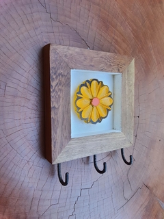 Imagem do Porta-chaves Quadro de Flor 3 ganchos