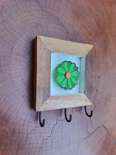 Imagem do Porta-chaves Quadro de Flor 3 ganchos