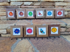 Porta-chaves Quadro de Flor 3 ganchos