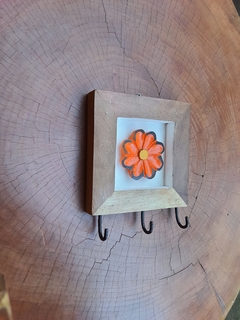 Porta-chaves Quadro de Flor 3 ganchos