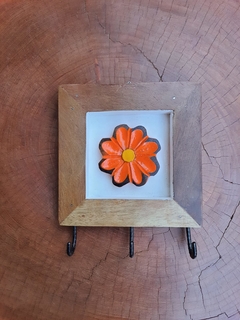 Imagem do Porta-chaves Quadro de Flor 3 ganchos