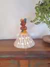 Boneca Luminária em Madeira 30cm Turbante Saia em Pátina