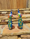 Casal de Pavão Azul P em Madeira Sobre Pedestal