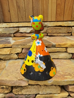 Boneca Luminária em Madeira 40cm Turbante e Saia em Patchwork - Porão da Arte - Lécio e Alcinéia
