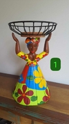Boneca Fruteira 40cm Cesta na Cabeça Turbante Patchwork n° 1