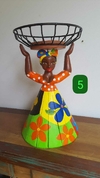 Boneca Fruteira 40cm Cesta na Cabeça Turbante Patchwork n° 5